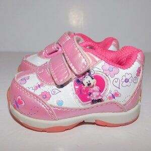 VTG Disney Minnie Mouse Pink White Baby Girl size 1 Sneaker Running Shoes 0-3 m